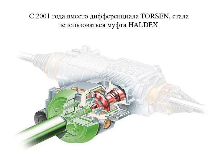 C 2001 года вместо дифференциала TORSEN, стала использоваться муфта HALDEX.