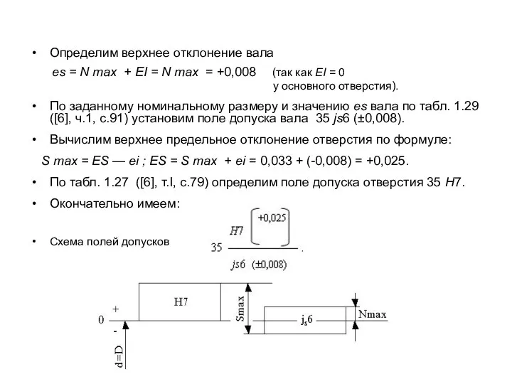 Определим верхнее отклонение вала es = N max + EI =