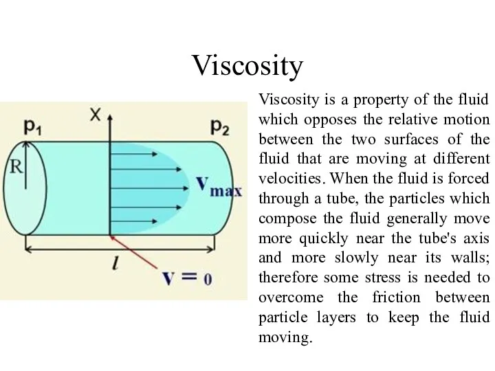 Viscosity Viscosity is a property of the fluid which opposes the