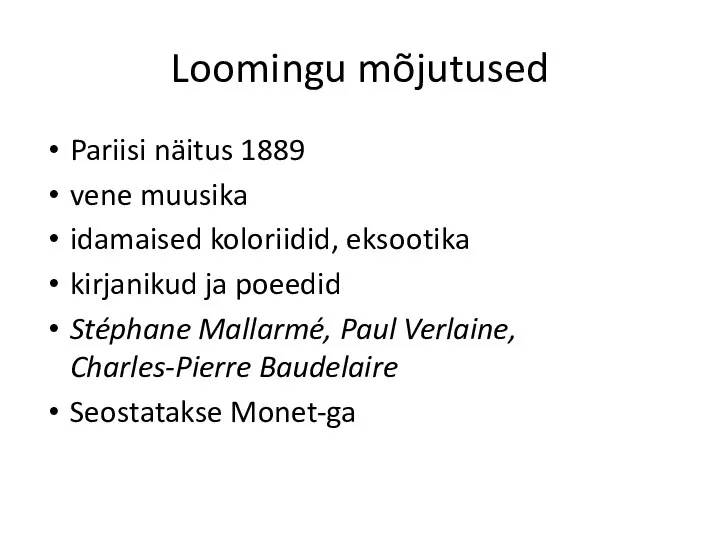 Loomingu mõjutused Pariisi näitus 1889 vene muusika idamaised koloriidid, eksootika kirjanikud