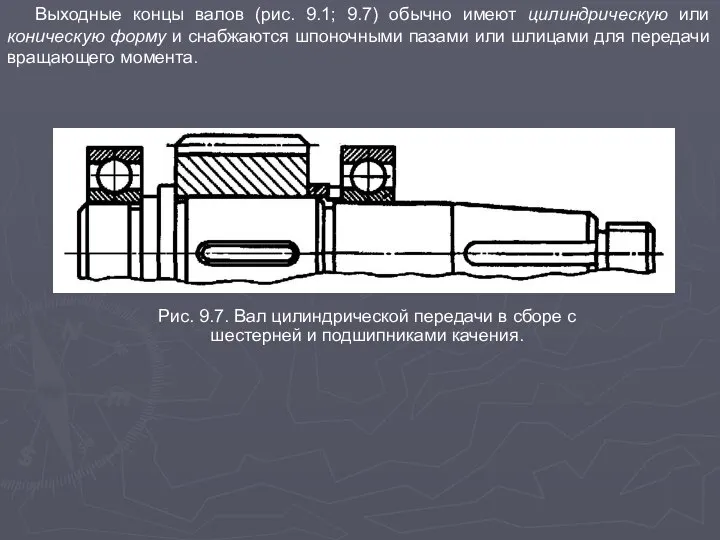 Выходные концы валов (рис. 9.1; 9.7) обычно имеют цилиндрическую или коническую