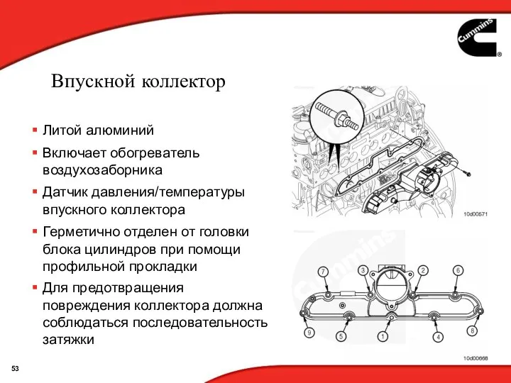 Впускной коллектор Литой алюминий Включает обогреватель воздухозаборника Датчик давления/температуры впускного коллектора