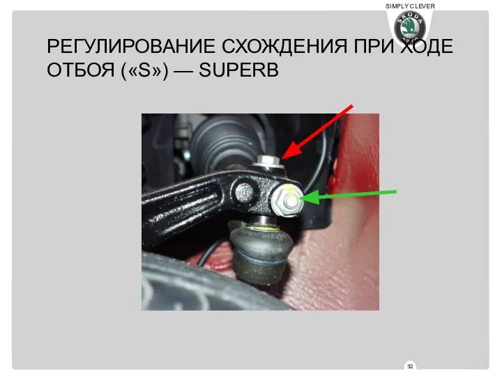 РЕГУЛИРОВАНИЕ СХОЖДЕНИЯ ПРИ ХОДЕ ОТБОЯ («S») — SUPERB