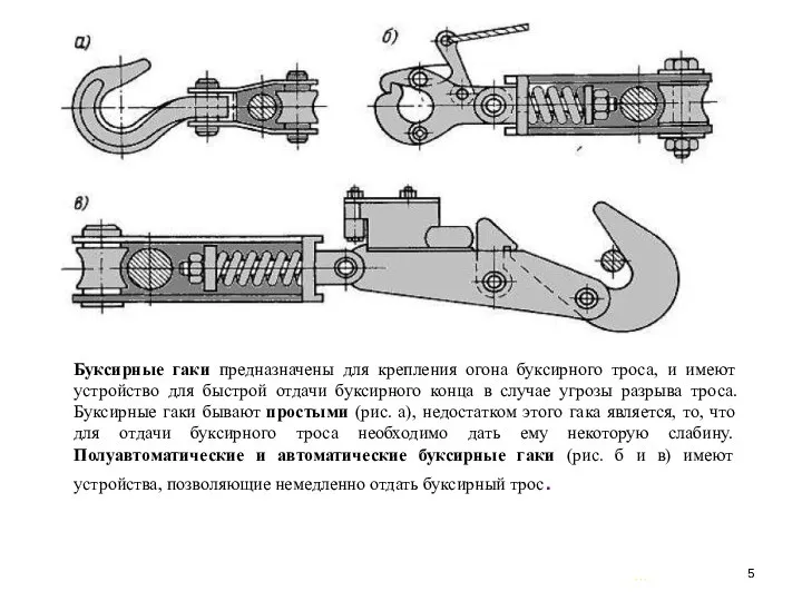 … . Буксирные гаки предназначены для крепления огона буксирного троса, и