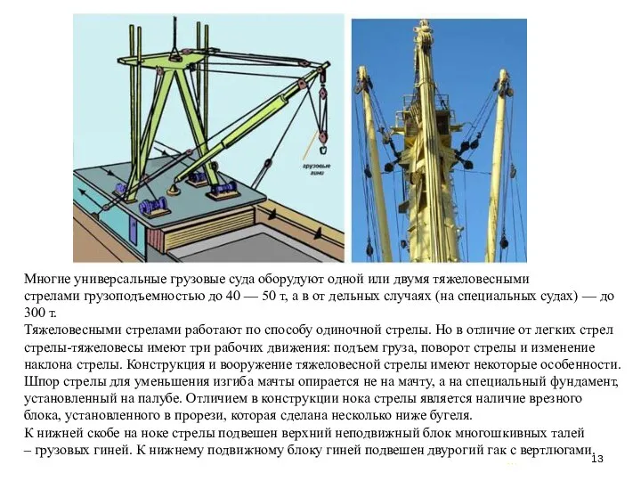 … . Многие универсальные грузовые суда оборудуют одной или двумя тяжеловесными