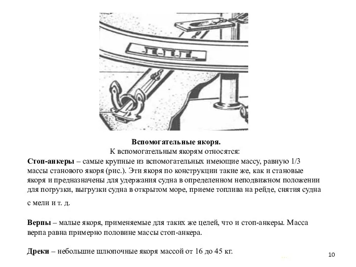 … . Вспомогательные якоря. К вспомогательным якорям относятся: Стоп-анкеры – самые