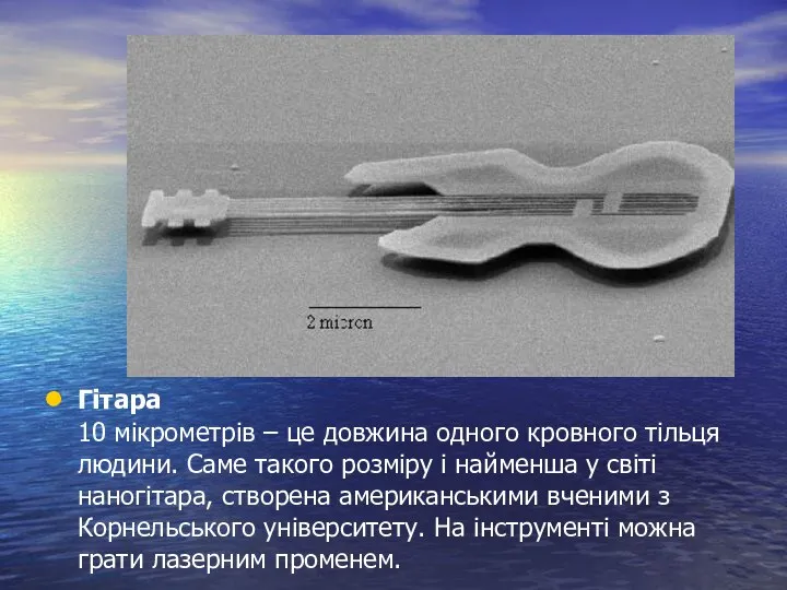 Гітара 10 мікрометрів – це довжина одного кровного тільця людини. Саме