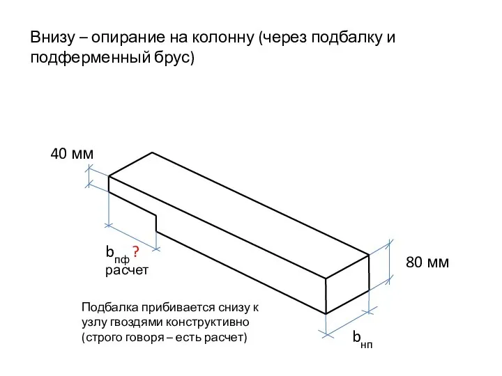 Внизу – опирание на колонну (через подбалку и подферменный брус) 80