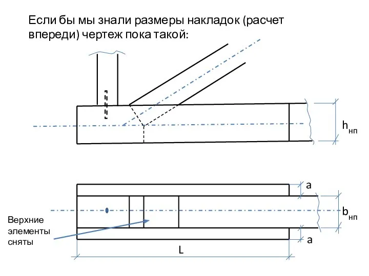 Если бы мы знали размеры накладок (расчет впереди) чертеж пока такой: