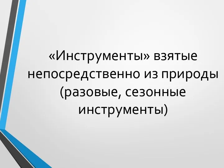 «Инструменты» взятые непосредственно из природы (разовые, сезонные инструменты)