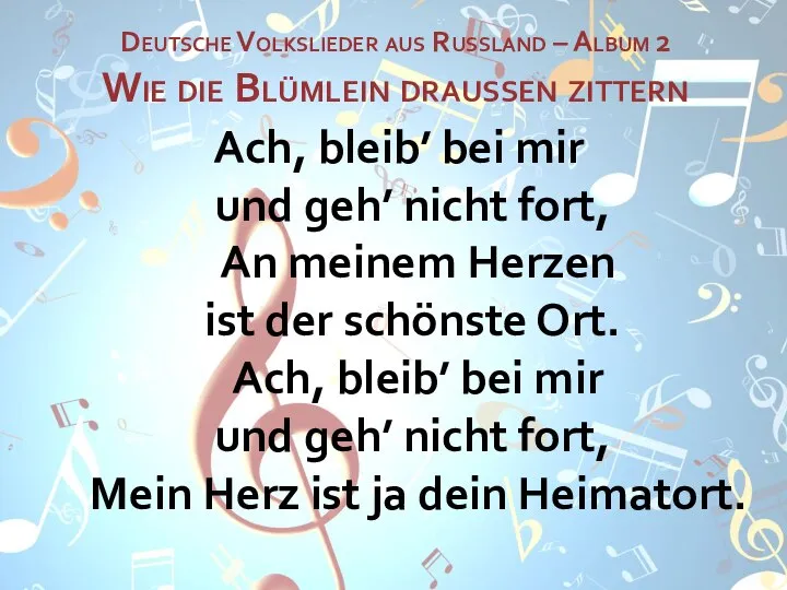 Deutsche Volkslieder aus Russland – Album 2 Wie die Blümlein draußen