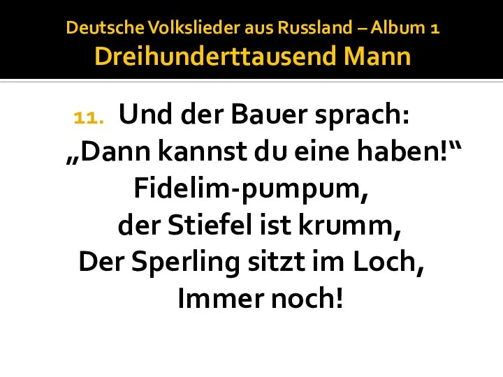 Deutsche Volkslieder aus Russland – Album 1 Dreihunderttausend Mann Und der