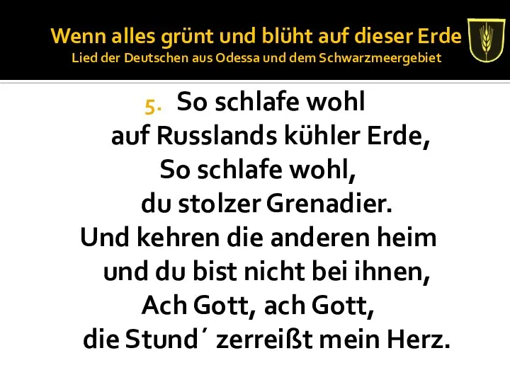 Wenn alles grünt und blüht auf dieser Erde Lied der Deutschen