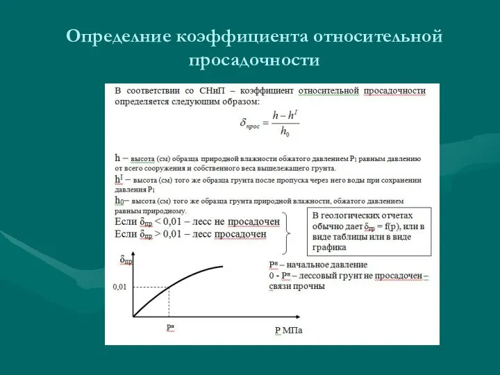 Определние коэффициента относительной просадочности