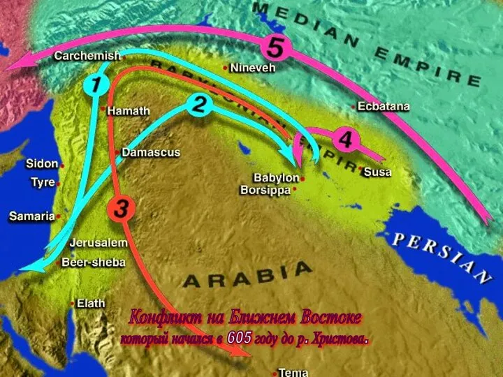 Конфликт на Ближнем Востоке который начался в 605 году до р. Христова.