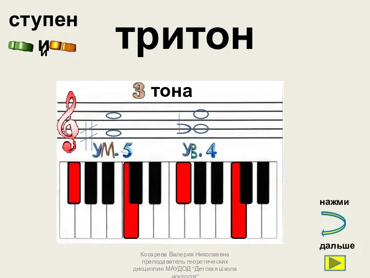 тритон ступени тона Косарева Валерия Николаевна преподаватель теоретических дисциплин МАУДОД "Детская школа искусств" и дальше нажми