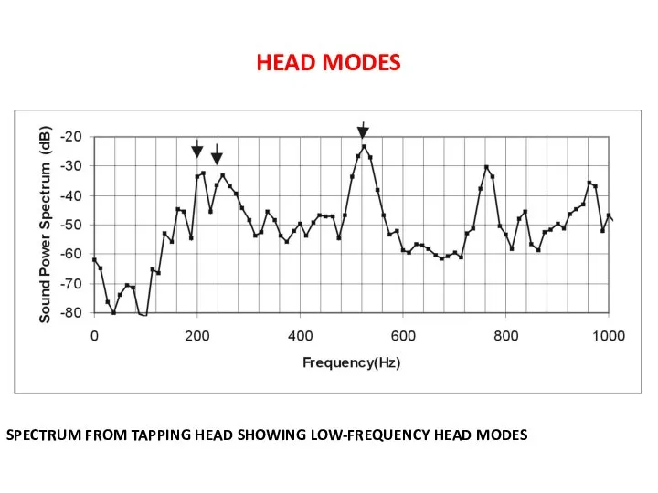 HEAD MODES SPECTRUM FROM TAPPING HEAD SHOWING LOW-FREQUENCY HEAD MODES