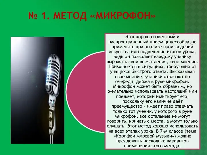 № 1. МЕТОД «МИКРОФОН»