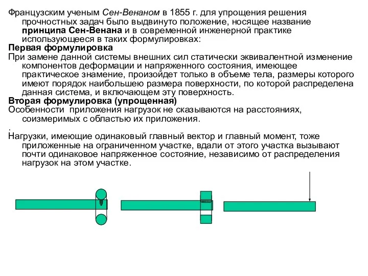 Французским ученым Сен-Венаном в 1855 г. для упрощения решения прочностных задач