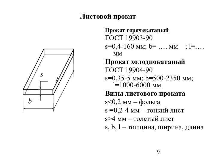 Листовой прокат Прокат горячекатаный ГОСТ 19903-90 s=0,4-160 мм; b= …. мм