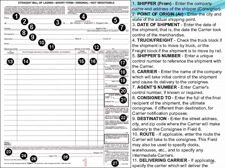 1. SHIPPER (From) - Enter the company name and address of