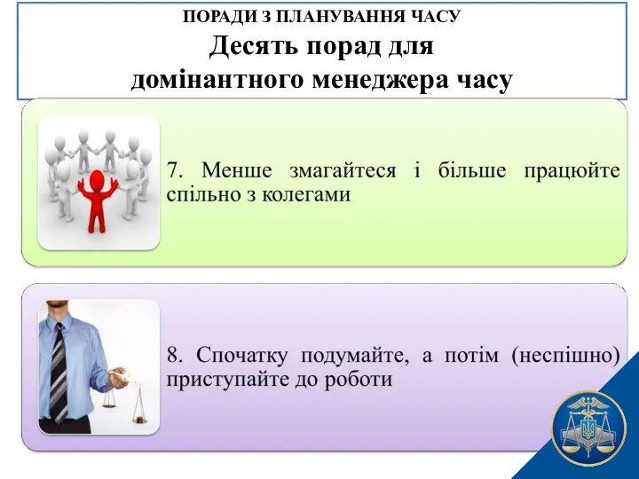 ПОРАДИ З ПЛАНУВАННЯ ЧАСУ Десять порад для домінантного менеджера часу