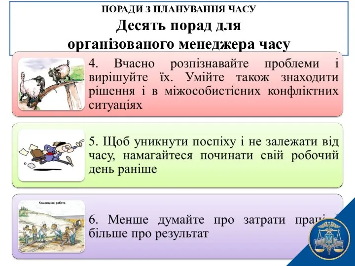 ПОРАДИ З ПЛАНУВАННЯ ЧАСУ Десять порад для організованого менеджера часу