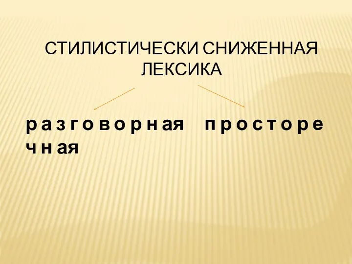 СТИЛИСТИЧЕСКИ СНИЖЕННАЯ ЛЕКСИКА р а з г о в о р