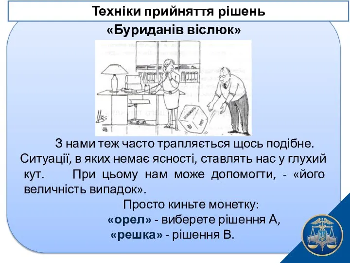 «Буриданів віслюк» З нами теж часто трапляється щось подібне. Ситуації, в