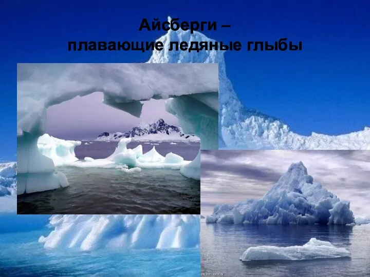 Айсберги – плавающие ледяные глыбы