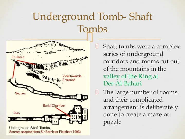 Underground Tomb- Shaft Tombs Shaft tombs were a complex series of