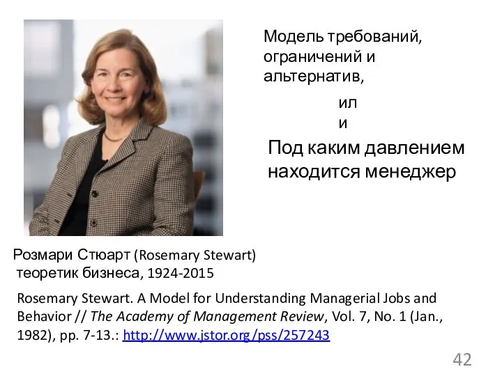 Розмари Стюарт (Rosemary Stewart) теоретик бизнеса, 1924-2015 Под каким давлением находится
