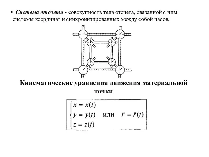 Система отсчета - совокупность тела отсчета, связанной с ним системы координат