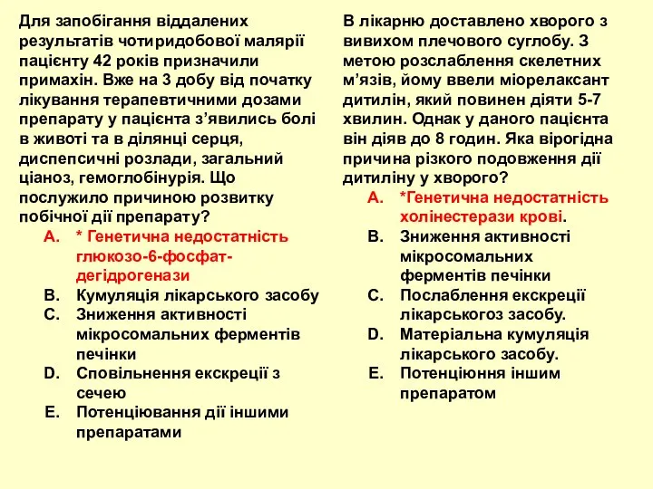 Для запобігання віддалених результатів чотиридобової малярії пацієнту 42 років призначили примахін.