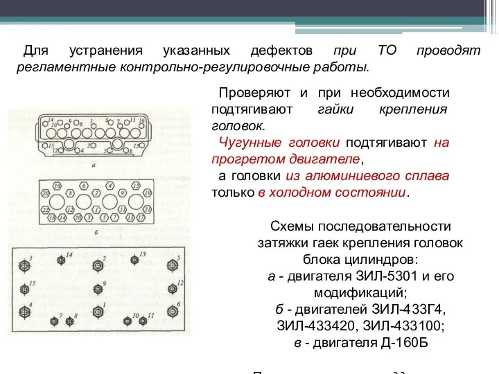 Для устранения указанных дефектов при ТО проводят регламентные контрольно-регулировочные работы. Схемы