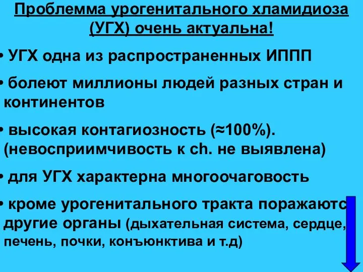 Проблемма урогенитального хламидиоза (УГХ) очень актуальна! УГХ одна из распространенных ИППП