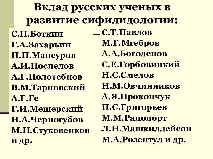 С.П.Боткин Г.А.Захарьин Н.П.Мансуров А.И.Поспелов А.Г.Полотебнов В.М.Тарновский А.Г.Ге Г.И.Мещерский Н.А.Черногубов М.И.Стуковенков и