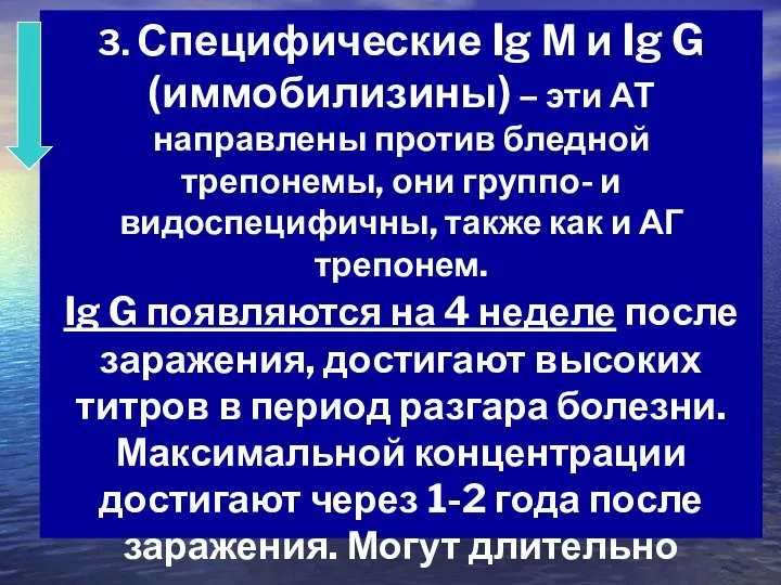 3. Специфические Ig М и Ig G (иммобилизины) – эти АТ