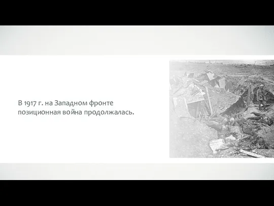 В 1917 г. на Западном фронте позиционная война продолжалась.