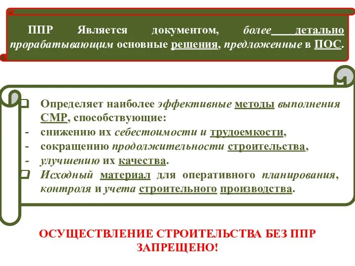 ППР Является документом, более детально прорабатывающим основные решения, предложенные в ПОС.