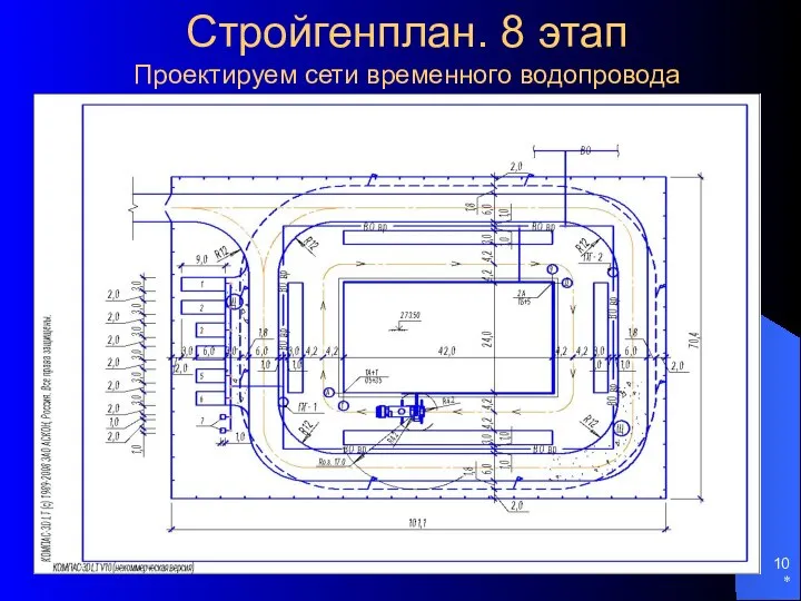 * Стройгенплан. 8 этап Проектируем сети временного водопровода