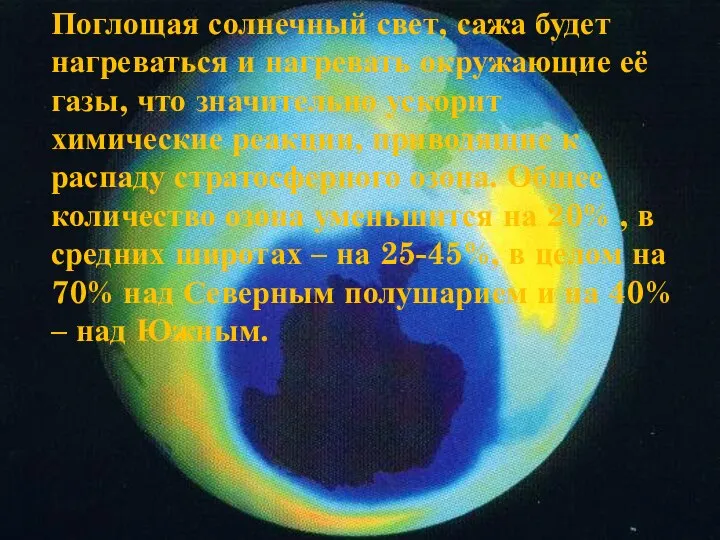 Поглощая солнечный свет, сажа будет нагреваться и нагревать окружающие её газы,