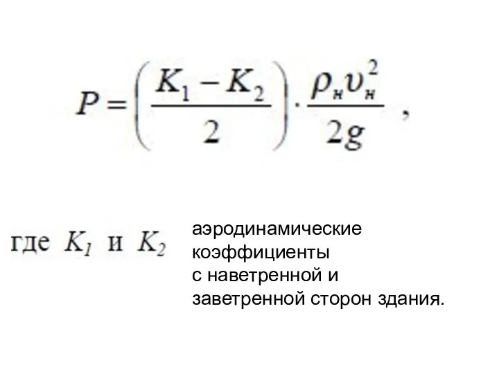 аэродинамические коэффициенты с наветренной и заветренной сторон здания.