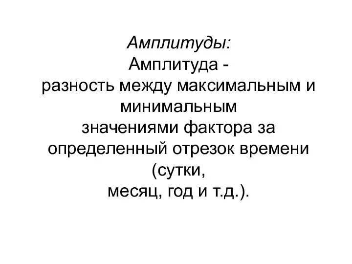 Амплитуды: Амплитуда - разность между максимальным и минимальным значениями фактора за