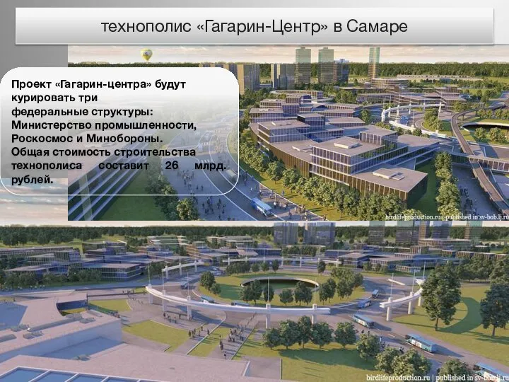технополис «Гагарин-Центр» в Самаре Проект «Гагарин-центра» будут курировать три федеральные структуры: