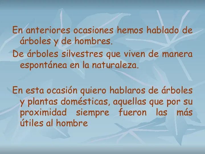 En anteriores ocasiones hemos hablado de árboles y de hombres. De