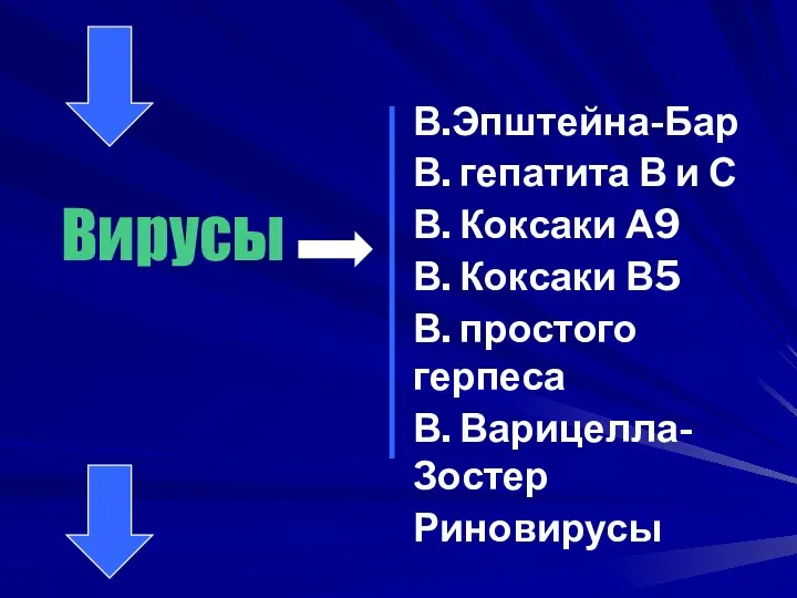 Вирусы В.Эпштейна-Бар В. гепатита В и С В. Коксаки А9 В.