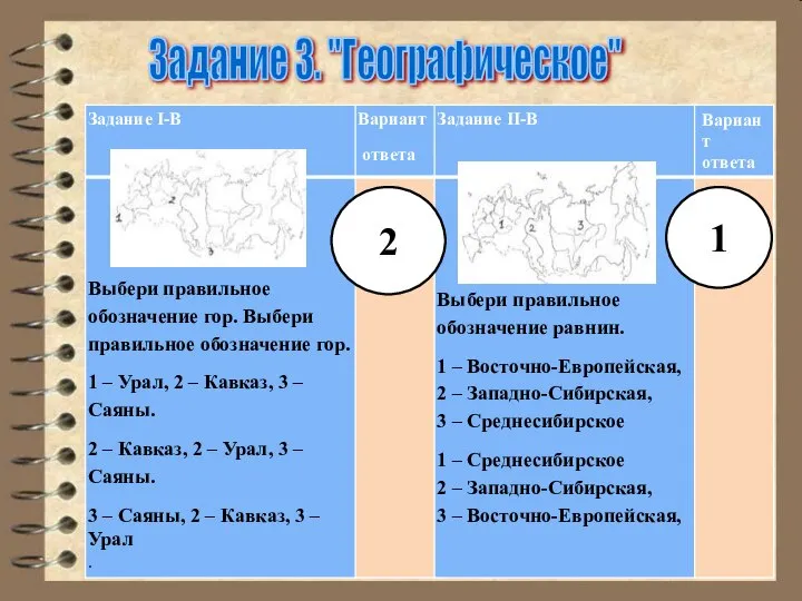 Задание 3. "Географическое" 2 1