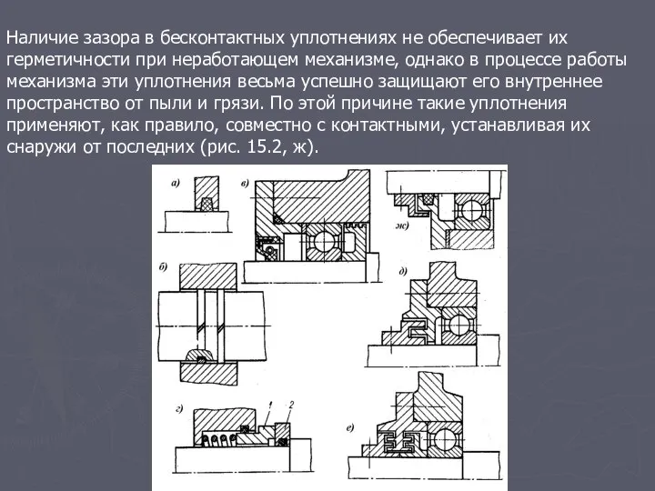 Наличие зазора в бесконтактных уплотнениях не обеспечивает их герметичности при неработающем