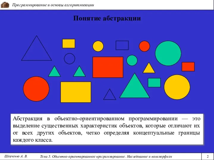 Программирование и основы алгоритмизации Тема 5. Объектно-ориентированное программирование. Наследование и полиморфизм